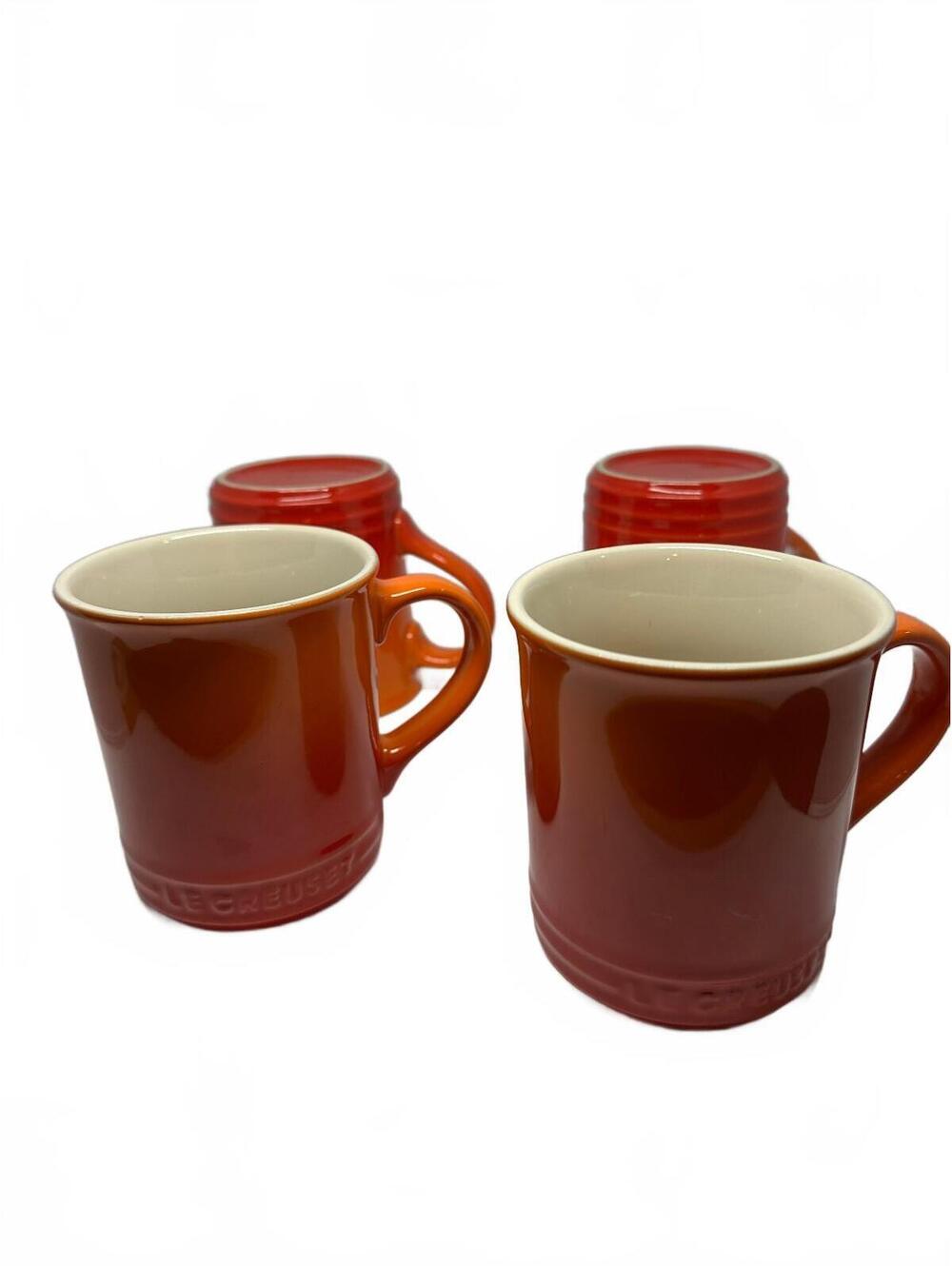 Le Creuset Flame Orange Stoneware Mugs Set of 4